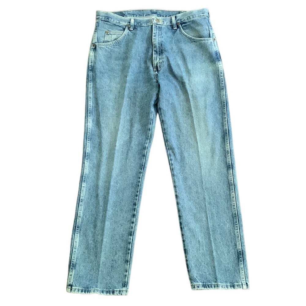 WRANGLER MENS DENIM JEANS BLUE STRAIGHT LEG CLASSIC 36 x 30